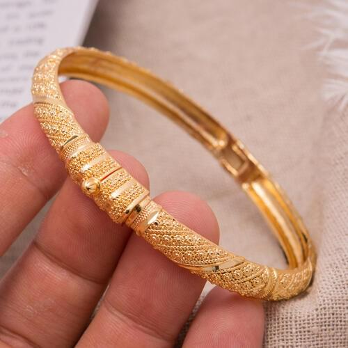 1Pcs/lot 24K Dubai Crown Cuff Gold Color Bangle Bracelet Fashion Can open Women Man Jewelry Copper Big Ring Bangle Jewelry Gift