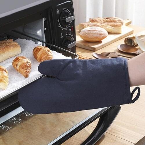 1Pc Blue Cotton Extra Thick Heat Resistant Glove Household Microwave Mitten Baking Tool Heat Resistant Household Protective Case