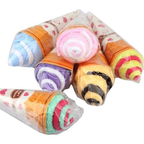 1Pcs 20cm*20cm Portable Shaped Cup Of Ice Cream Towel Double Color Soft Gift Towel (Random Color)