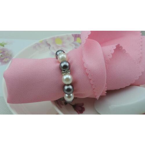 100pcs Free Shipping wholesale white & gray Pearls Napkin Rings Hotel Wedding Accessories Table Decoration Accessories
