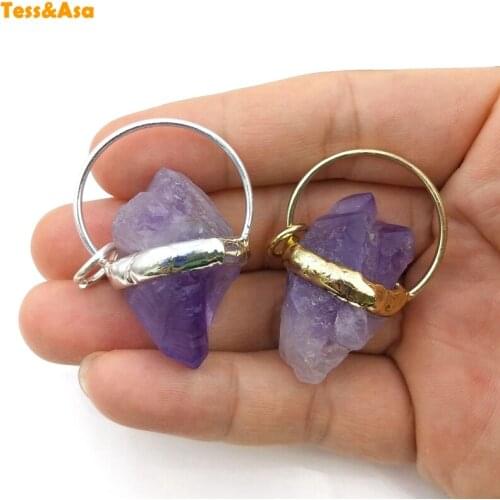 3pcs Natural Amethyst Irregular Raw Gemstone Pendant Healing Stone Mysterious Mineral Crystal Necklace For Gift Womens Jewelry