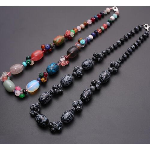 3pcs Natural Crystal Semi-precious Stone Amazonite Womens Colorful Necklace Jewelry Round Beads String Energy Necklace Free