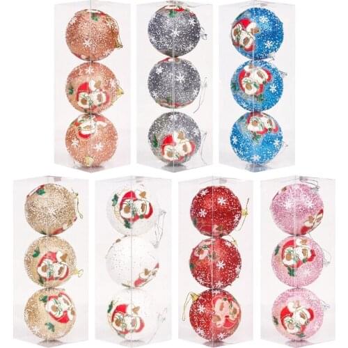 3pcs Sequin Christmas Ball Ornaments Shatterproof Christmas Decorations Tree Balls for Wedding Party Holiday
