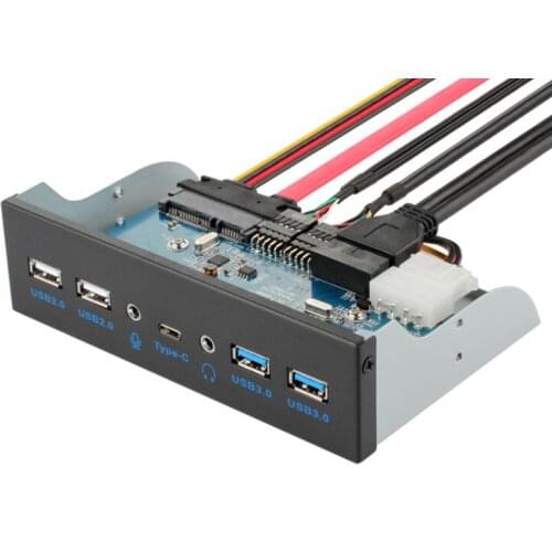 7 Port USB 3.1 TYPE-C USB 3.0 HUB Front Panel with 3.5mm Audio + TYPE C + USB3.0 + usb 2.0 Bracket for Desktop 3.5" Floppy