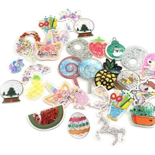 David accessories 10pcs/set Acrylic Shakers (Random pattern) Quicksand For Phone Case Decoration,DIY Hair Bow Decor,1Yc11562