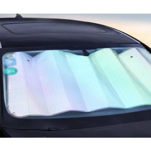 Car Folding Sunscreen Heat Insulation Board Laser Pearl Cotton Sunshade Block Car Fold Sun Block Outdoor Camping Dual Purpose