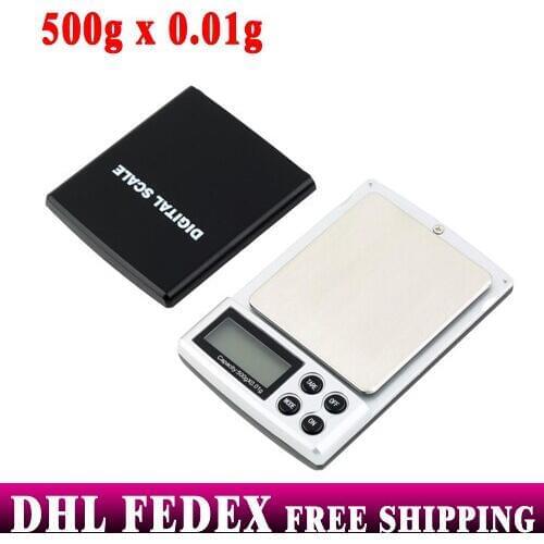 Free Shipping 200pcs 500g x 0.01g Digital Pocket Scale Jewelry Weight Balance Scale g/ oz/ ct/ gn
