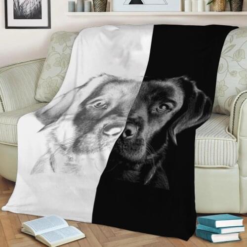 Black Lab Flannel Throw Blanket 3D Printed Keep Warm Sofa Child Blanket Home Decor Textiles Dream Family Gift