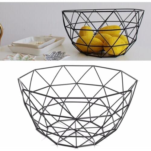 JX-LCLYL New Geometric Iron Wire Decorative Storage Display Basket Fruit Bowl Black 135mm