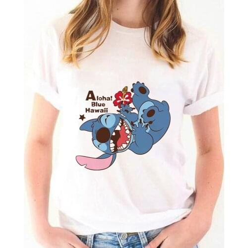 Lilo & Stitch T Shirt Women Summer Casual Tshirts Tee Harajuku White Graphic Tops Kawaii Female T-shirt Aesthetic Short Sleeve