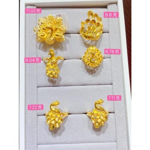 HX 24K Pure Gold Ring Real AU 999 Solid Gold Rings Elegant Shiny Heart Beautiful Upscale Trendy Jewelry Hot Sell New 2020