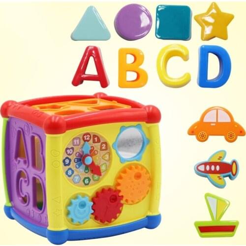 Early Childhood Education Six-sided Box Childrens Baby One Year Old Puzzle Shape Matching Building Block Toy