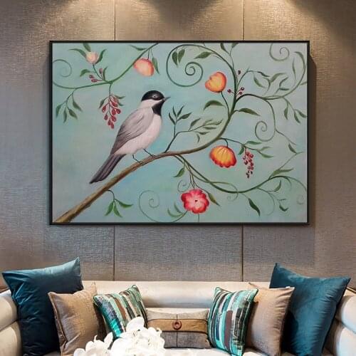 Abstract Bird Standing On The Tree Painting 100% Hand Painted Oil Painting On Canvas For Kids Room Decoration House Art Painting