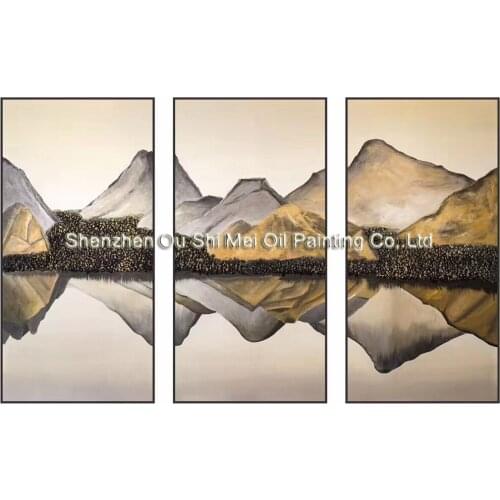 Handmade Impression Mountain Reflection in Water Oil Paintings Group of Paintings on Canvas For Living Room Decor Art Pictures