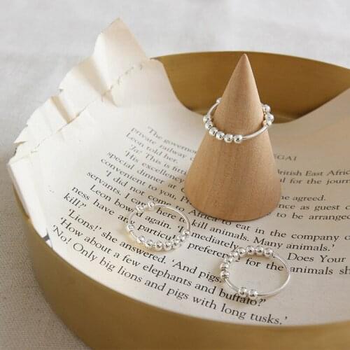 100% 925 Sterling Silver Beaded Open Rings For Women 2018 New Trend INS Simple Style Lady Fashion Jewelry