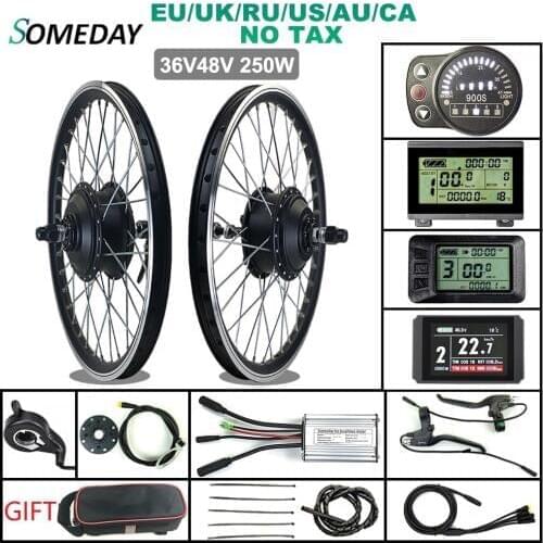 SOMEDAY Whole Woterproof Plug 36V/48V 250W Electric Bicycle Conversion Kit 16-29" 700C Rear Rotate Hub Motor Wheel for Ebike