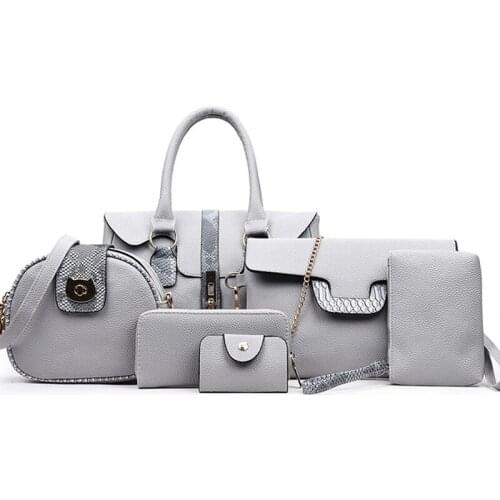 6pcs Set Design Metal LockHandbag Women Diamond Lattice Soft Leather Composite Bag Luxury Shoulder Crossbody Bag Designer Sac