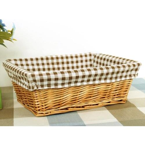 Rattan Basket Linen Cloth Storage Box Organizer Table Cosmetics Organizer Rack Brush Remote Holder