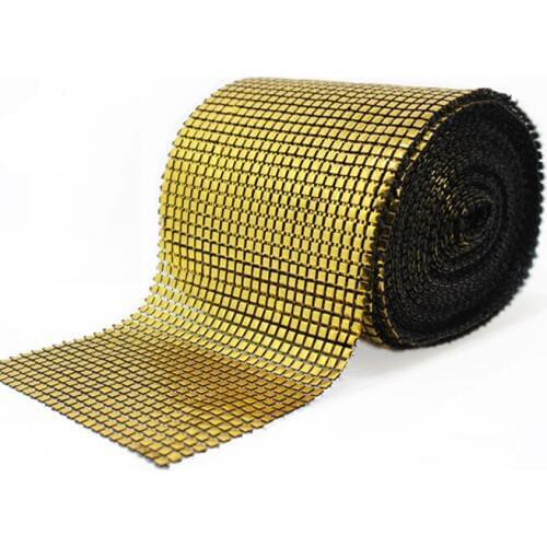 A Roll 4mm Square Mesh Drill Gold Sparkling Diamond Mesh Wrap Rhinestone Ribbon Wedding Supplies Home Decoration DIY Accessories