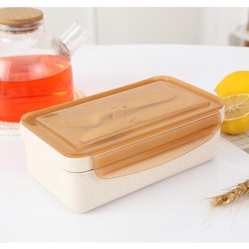 TUUTH Wheat Straw Lunch Box Movable Partition Design Microwave Heating Portable Lunch Box for Kids Picnic School Food Container