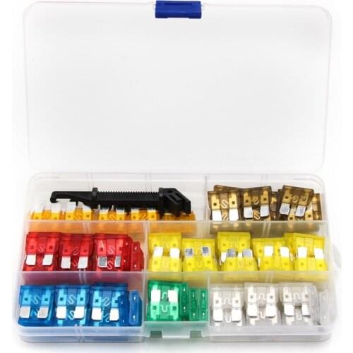 121pcs Auto Fuse Blade 5A/7.5A/10A/15A/ 20A/25A/30A Small Size Low Profile Blade Type Auto Car Fuses 7Sizes Kit with Box