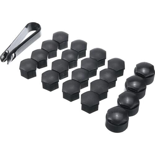 Mayitr 20pcs Matte Black 17mm Wheel Lug Bolt Nut Cap Cover with Removal Tool Key Car Wheel Accessories fit for Audi
