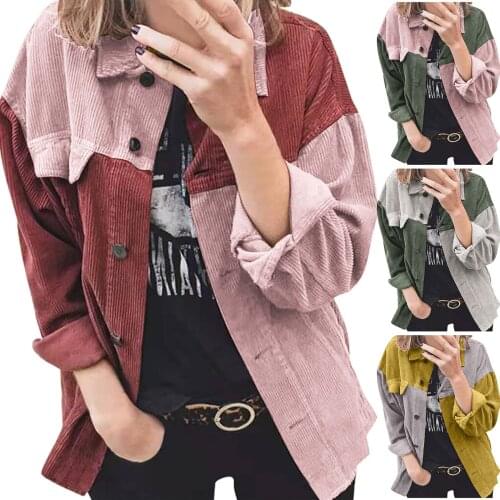 Fashion Splicing Shirt Jacket Fall Women Long Sleeve Lapel Blouses Jackets Casual Buttons Cardigan Elegant Office Lady Coats