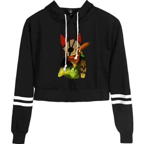 Biomutant Fashion Cropped Hoodies Women Hooded Pullover Crop Tops Female Casual Streetwear Clothes