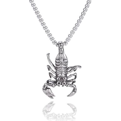 Men Hip Hop Jewelry Scorpio Long Chain Silver Color Scorpion Pendant Necklace for Women Punk Rock Christmas Jewelry Gift SP0857