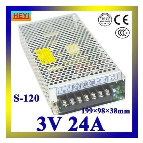 Single output switching power supply 3V 24A 100~120V/200~240V AC input LED power supply 120W 3V transformer