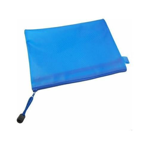 Portable Soft Plastic Paper Document Zipper Closure Bag Blue