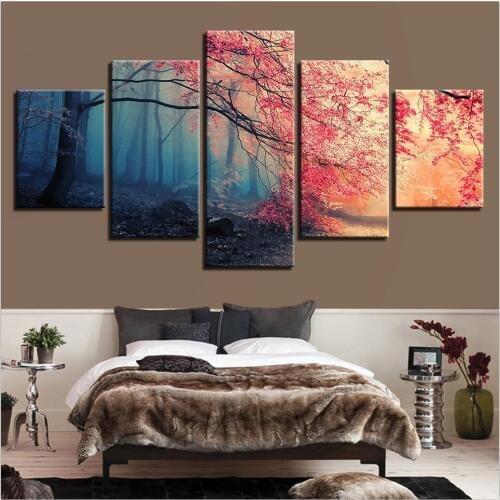 Modern Canvas Picture HD Printed Wall Art Bedside Background Framework 5 Pieces Forest Home Decoration Landscape Painting Poster