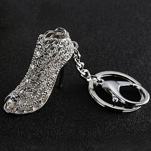Rhinestone Inlaid High Heel Shoe Key Chain Keyring Creative Bag Ornament Gift