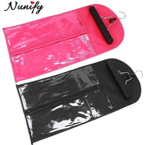 Nunify 3Pcs Wig Bag Mouldproof And Dustproof Hair Extension Storage Bag With Hangers Durable Zipper Plastic Wig Storage Bags