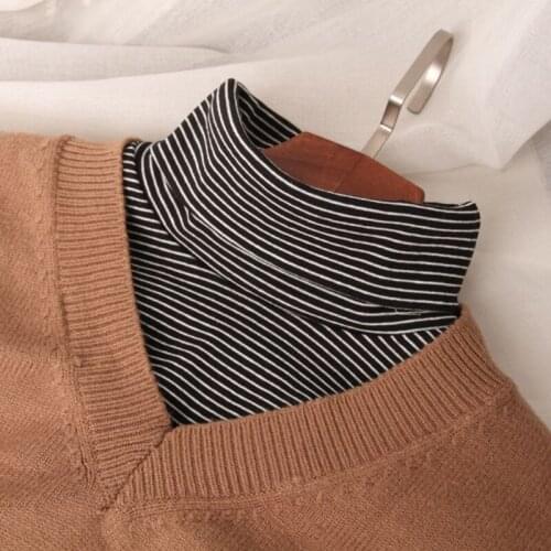 Women Girl Fake Collar Casual Style High Neck for Sweater Blouse