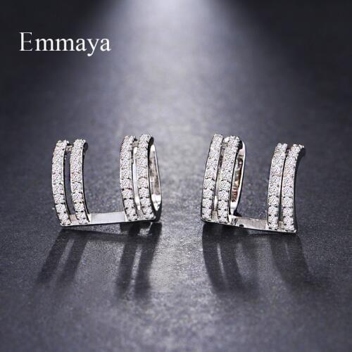 Emmaya Brand Fashion Simple Originality AAA Cubic Zircon Unique Irregularity Earrings for Women Wedding Travel Jewelry Gift