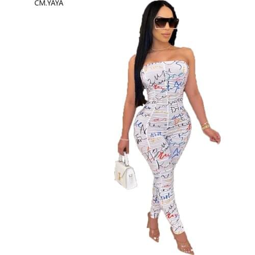 2020 Summer Women Jumpsuits Strapless Girl Sleeveless drape Street Rompers Sexy Night Club Party Bandage One Piece Outfits GL821