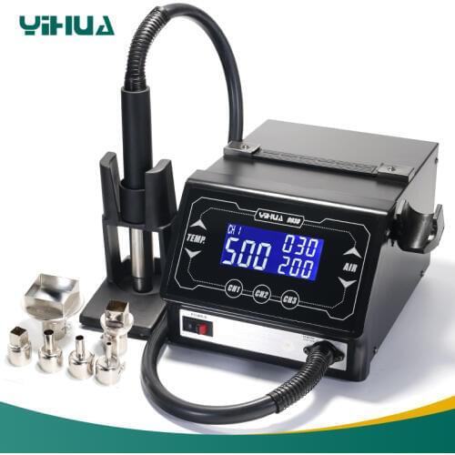 LCD Touch Screen Soldering Station YIHUA 993D Hot Air Gun Solder Blower 1300W BGA Rework SMD Soldering Free shipping