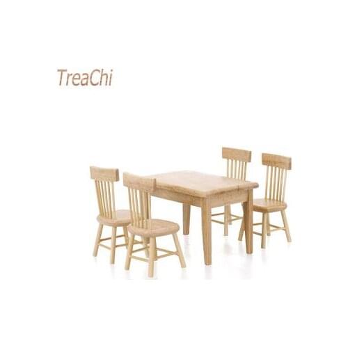 1:12 miniatures mini oak dining table chair table dollhouse food play doll house accessories DIY