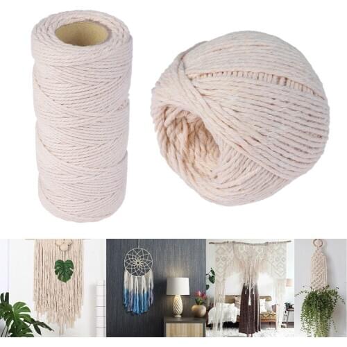 1Roll 100% Natural Beige Cotton Twisted Cord Crafts Macrame Artisan String DIY Home Decor Handmade Christmas Gift Packing