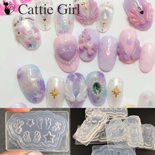1pc 3D Acrylic Mold for Nail Art Decorations DIY Design Silicone Lips Nail Art Templates Bunny Nails Art Molds