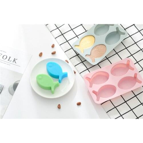 1 Pcs 4 Cavities Cartoon Fish Flexible Silicone Soap Mold Cake Decorating Tools Soap Making Supplies Fondant Cake Chocolate Mold