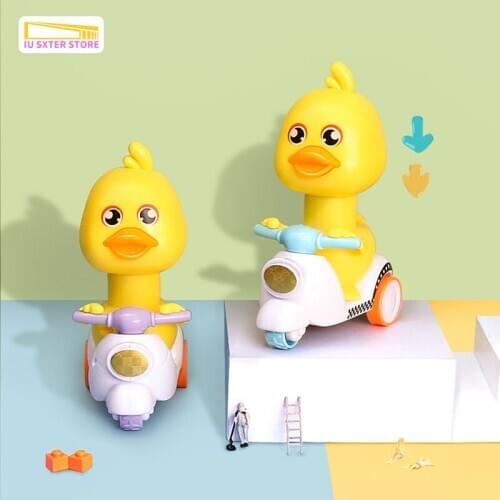 1Pcs Cute Duck Girl Motorcycle 1:64 Kid Plastic Model Toy Car Educational Toys For Childrens Funny Gifts