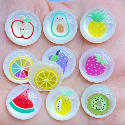 10Pcs New Mixed Round Fruit Series Flat Back Resin Scrapbooking DIY Jewelry Craft Decoration Accessories J37