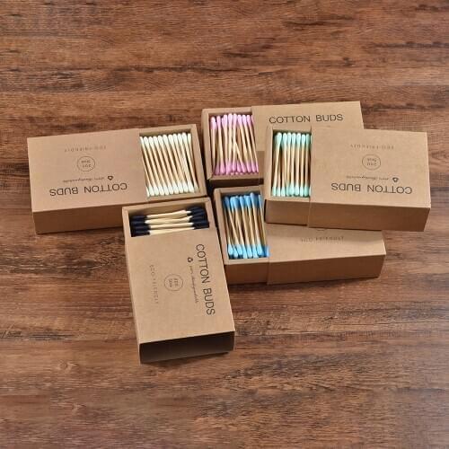 1000Pcs color mix Bamboo Cotton Double Head Adults Makeup Cotton Swab Microbrush Wood Sticks Nose Ears Cleaning Health Tools