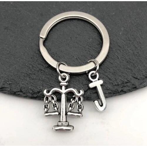 2021 Lawyer Keychain, Judicial Scale, Law Student Keychain, Initial Keychain