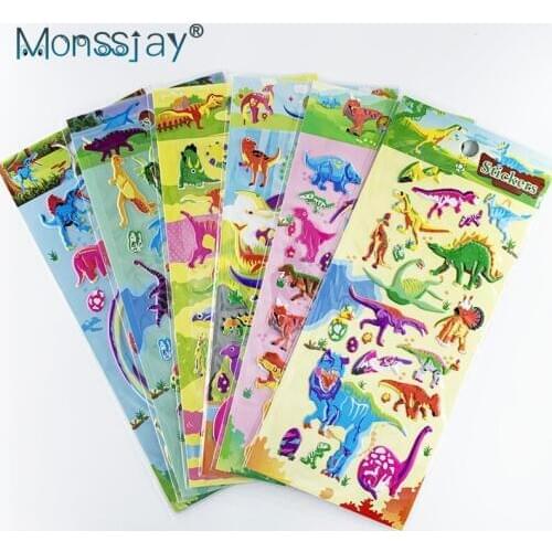 3 sheets/set cartoon dinosaur animal sticker for kids DIY notebook laptop bedroom decoration 3D puffy bubble stickers toy