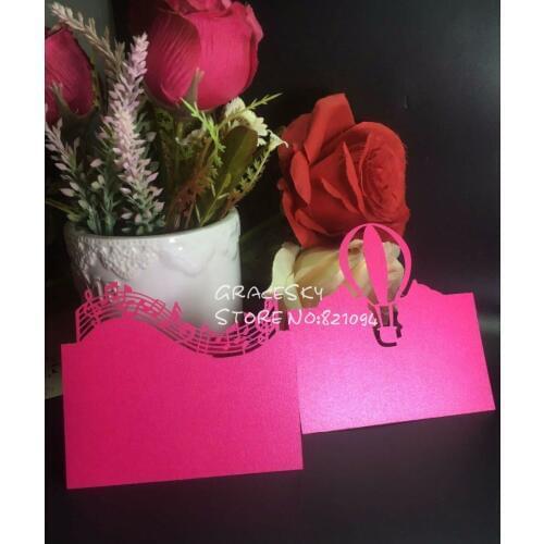 50pcs free shipping laser cut Balloon Name Place CardsMusic Note Wedding invitation Cards Party RSVP Cards Table Decoration
