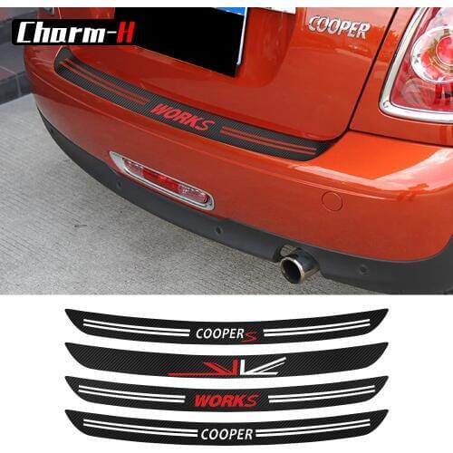 5D carbon fibre Vinyl Car rear bumper Trunk Protector guard Trim Decal stickers for MINI Cooper S JCW R56 Cabrio R57