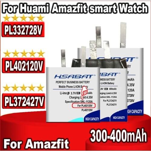HSABAT 300~400mAh PL332728V PL402120V PL372427V Battery for Huami Amazfit stratos 2 / For Amazfit bip A1608